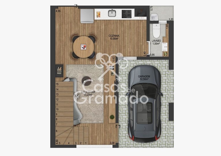 Sobrado à venda na Planta, 02 suítes, 01 vaga, Moura – Grama