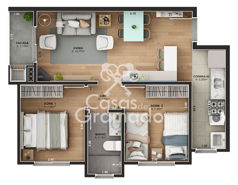 Apartamento na planta à venda, 2 quartos,1 Suíte, 01 vaga -