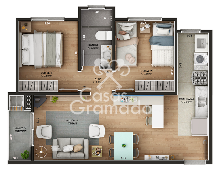 Apartamento na planta à venda, 2 quartos,1 Suíte, 01 vaga -
